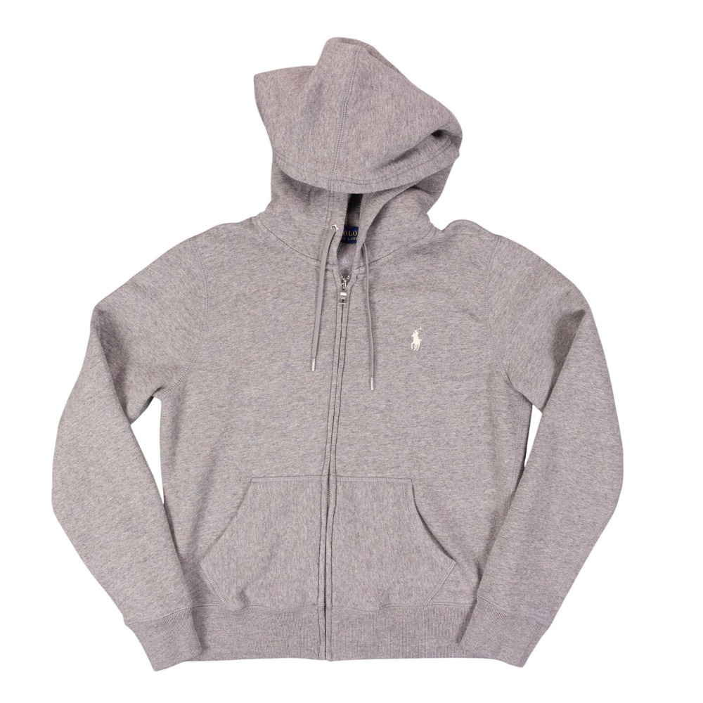 Polo Ralph Lauren Hoodie Full Zip Mens M Gray Cotton Fleece Pony Logo